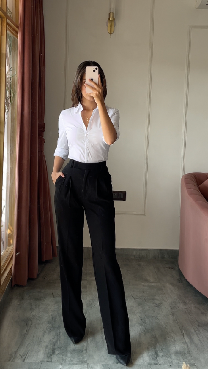 Pleated High Waist Trousers- Ultimate Black